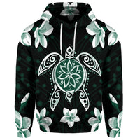 Custom Hawaiian Greenie Turtle Plumeria Hoodie - Polynesian Pride