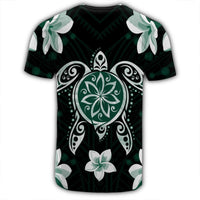 Hawaiian Greenie Turtle Plumeria T Shirt - Polynesian Pride