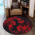 Hawaiian Hammerhead Shark Hibiscus Red Polynesian Round Carpet - AH - Polynesian Pride