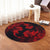 Hawaiian Hammerhead Shark Hibiscus Red Polynesian Round Carpet - AH - Polynesian Pride