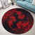 Hawaiian Hammerhead Shark Hibiscus Red Polynesian Round Carpet - AH - Polynesian Pride