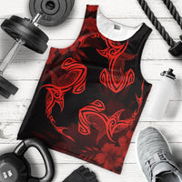 Hawaiian Hammerhead Shark Hibiscus Red Polynesian Tank Top - AH - Polynesian Pride