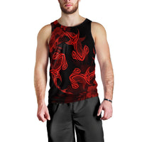 Hawaiian Hammerhead Shark Hibiscus Red Polynesian Tank Top - AH Black - Polynesian Pride