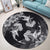 Hawaiian Hammerhead Shark Hibiscus White Polynesian Round Carpet - AH - Polynesian Pride