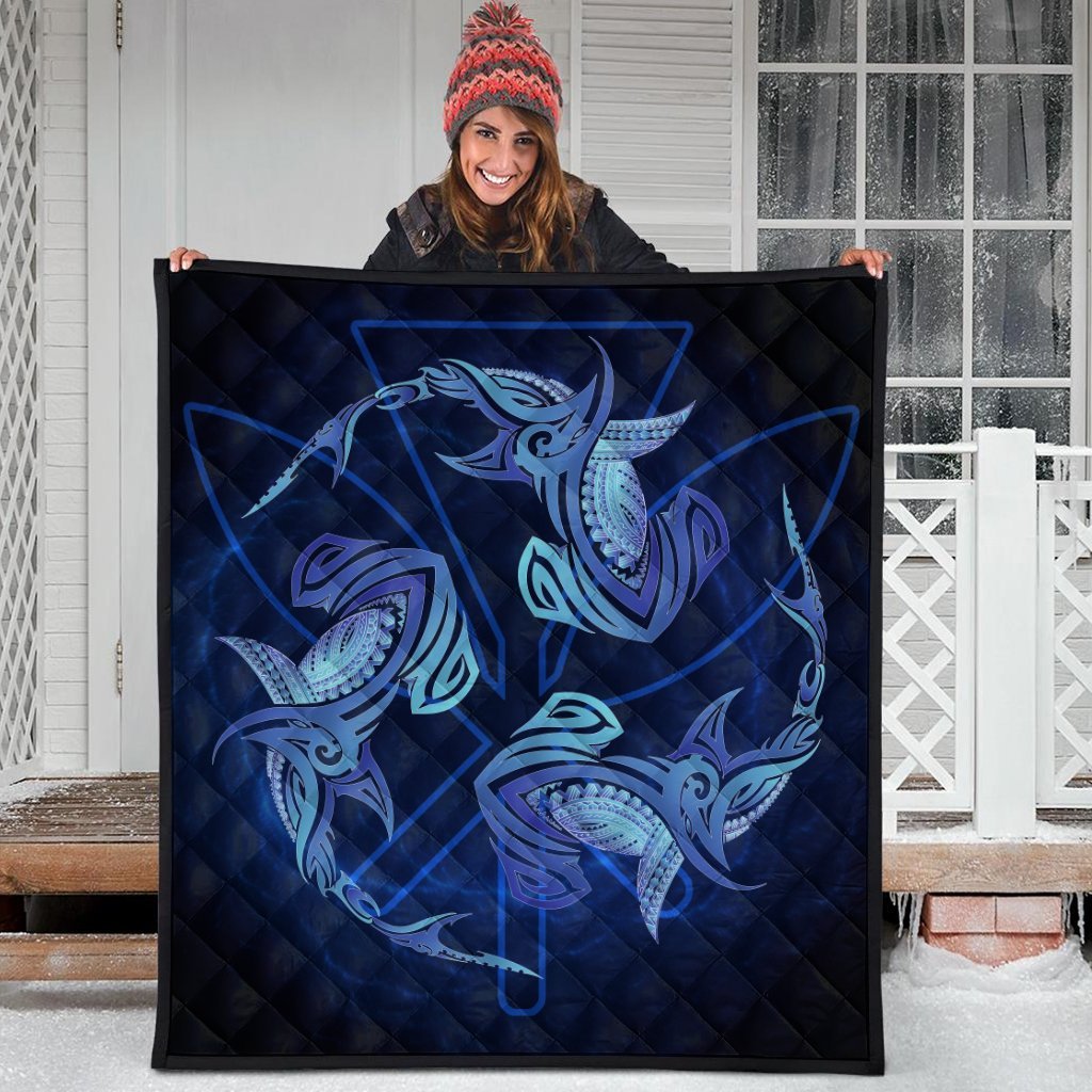 Hawaiian Hammerhead Shark Kanaka Galaxy Polynesian Premium Quilts - AH - Polynesian Pride