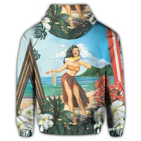 Hawaiian Hibiscus Aloha Hula Girl Dance On The Beach Hoodie - Polynesian Pride