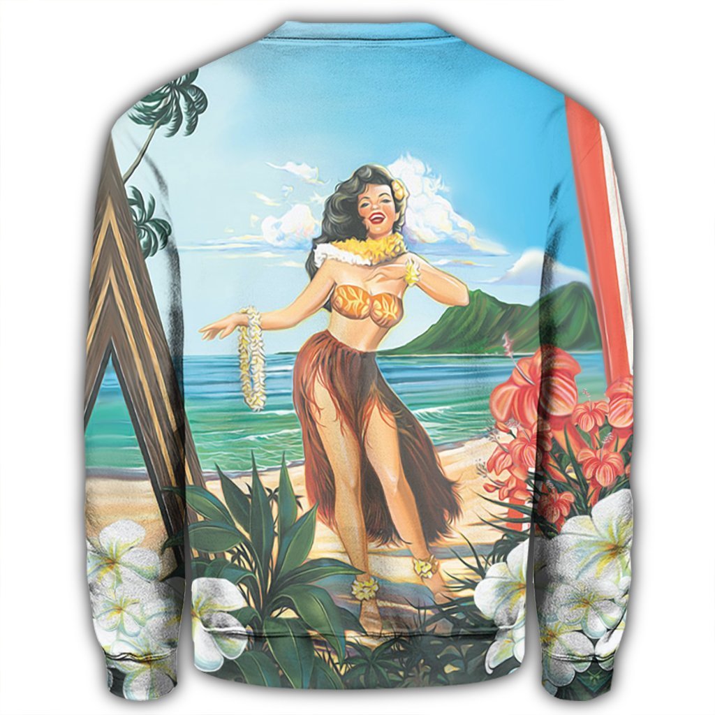 Hawaiian Hibiscus Aloha Hula Girl Dance On The Beach Sweatshirt - AH - Polynesian Pride