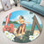 Hawaiian Hibiscus Aloha Hula Girl Dance On The Beach Round Carpet - AH - Polynesian Pride