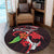 Hawaiian Hibiscus And Plumeria Flower Polynesian Round Carpet - AH - Polynesian Pride