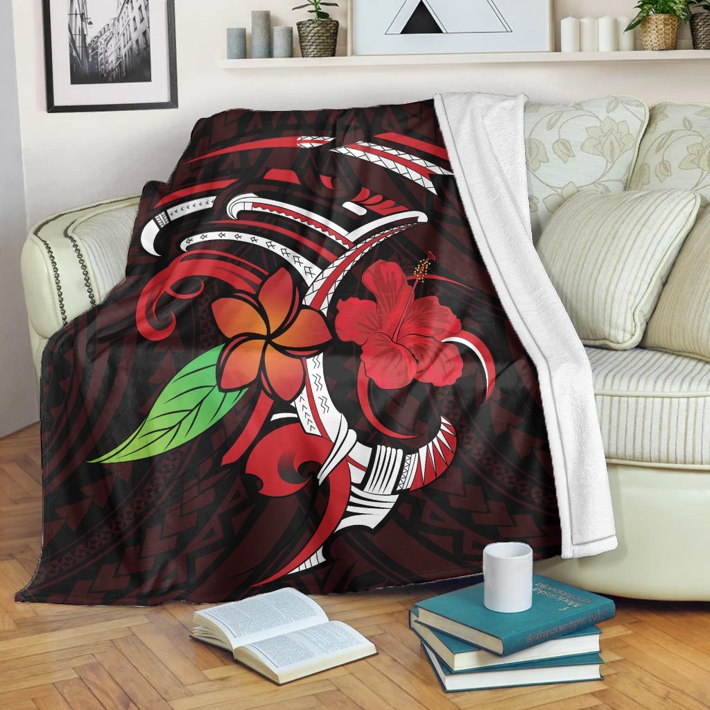 Hawaiian Hibiscus And Plumeria Flower Polynesian Premium Blankets - AH White - Polynesian Pride