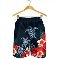 Hawaiian Hibiscus And Turtle Polynesian Men's Shorts - AH - Polynesian Pride