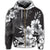 Hawaiian Hibiscus Black and White Polynesian Zip Hoodie - Polynesian Pride