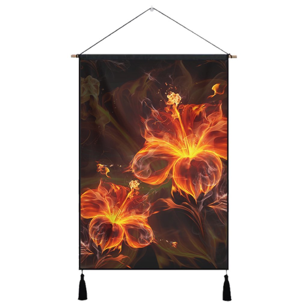 Hawaiian Hibiscus Fire Polynesian Hanging Poster - AH Hanging Poster Cotton And Linen - Polynesian Pride