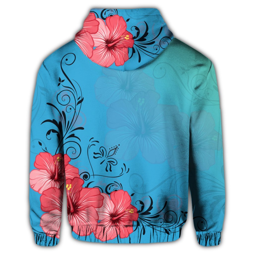 Hawaiian Hibiscus Flower Red Zip Hoodie - Polynesian Pride