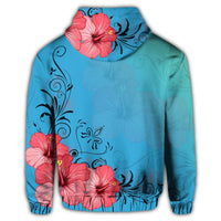 Hawaiian Hibiscus Flower Red Zip Hoodie - Polynesian Pride