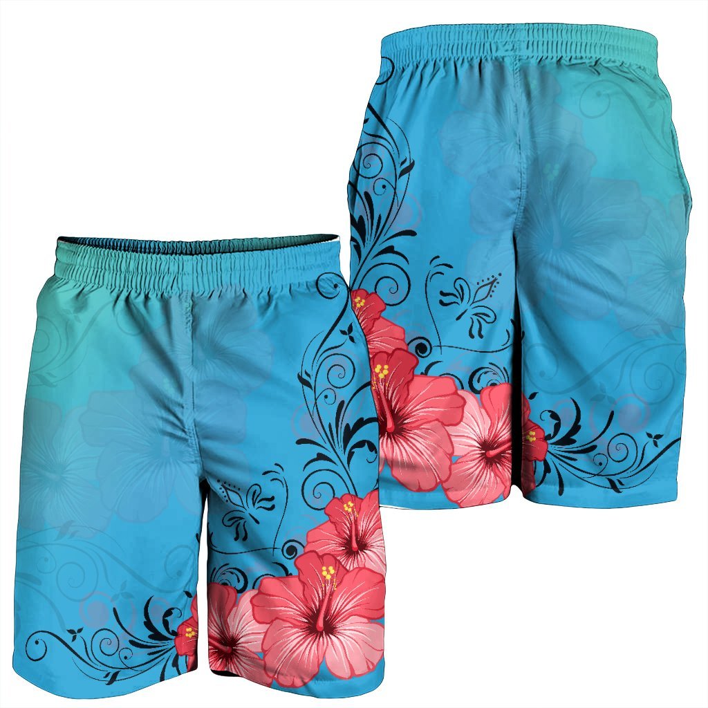 Hawaiian Hibiscus Flower Red Men's Shorts - AH - AH - Polynesian Pride