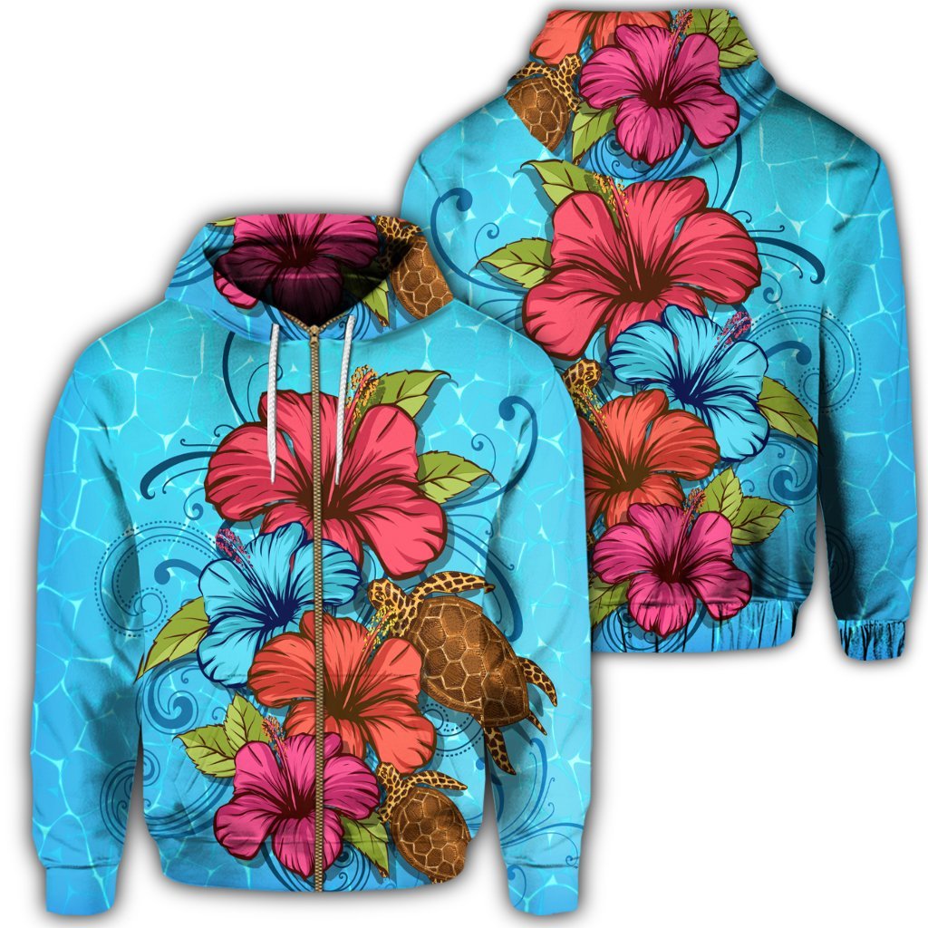 Hawaiian Hibiscus Flower Soulful Zip Hoodie Unisex Art - Polynesian Pride