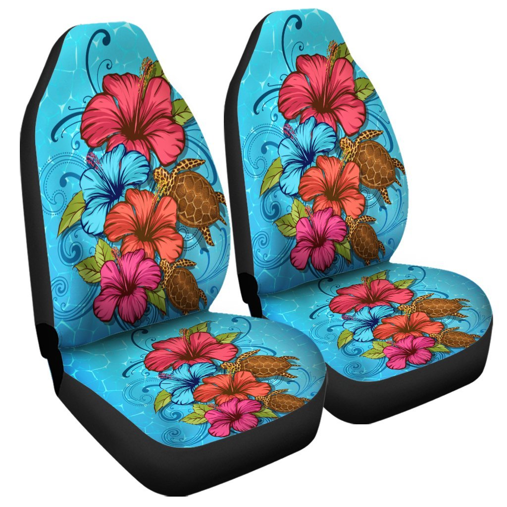 Hawaiian Hibiscus Flower Soulful Car Seat Covers - AH Universal Fit Black - Polynesian Pride