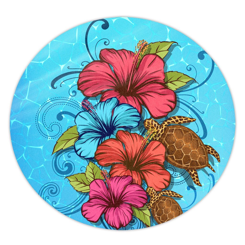 Hawaiian Hibiscus Flower Soulful Round Carpet - AH Round Carpet Luxurious Plush - Polynesian Pride