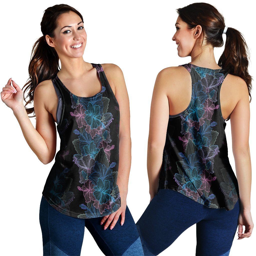 Hawaiian Hibiscus Full Color Polynesian Racerback Tank - AH Black - Polynesian Pride