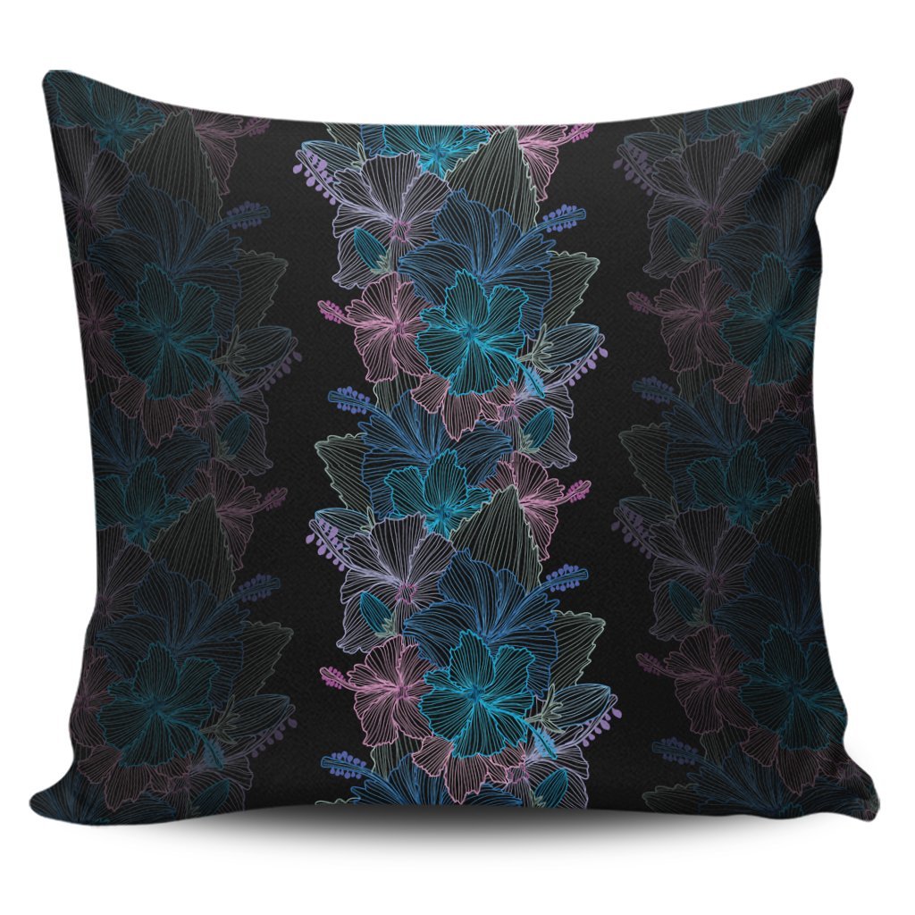 Hawaiian Hibiscus Full Color Polynesian Pillow Covers - AH Pillow Covers Black - Polynesian Pride