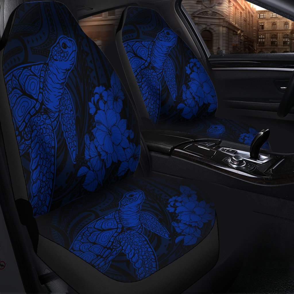 Hawaiian Hibiscus Memory Turtle Polynesian Car Seat Covers Blue - AH - Polynesian Pride