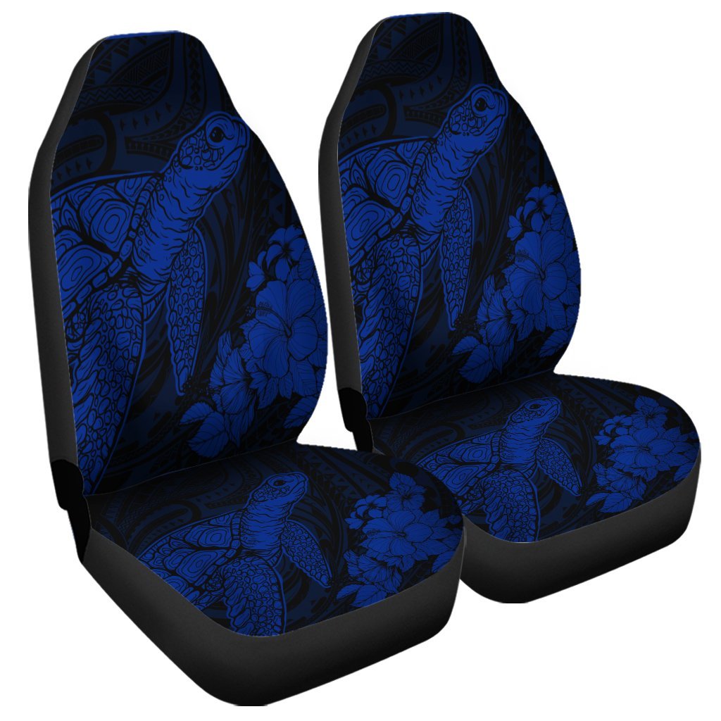 Hawaiian Hibiscus Memory Turtle Polynesian Car Seat Covers Blue - AH Universal Fit Black - Polynesian Pride