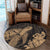 Hawaiian Hibiscus Memory Turtle Polynesian Round Carpet Gold - AH - Polynesian Pride