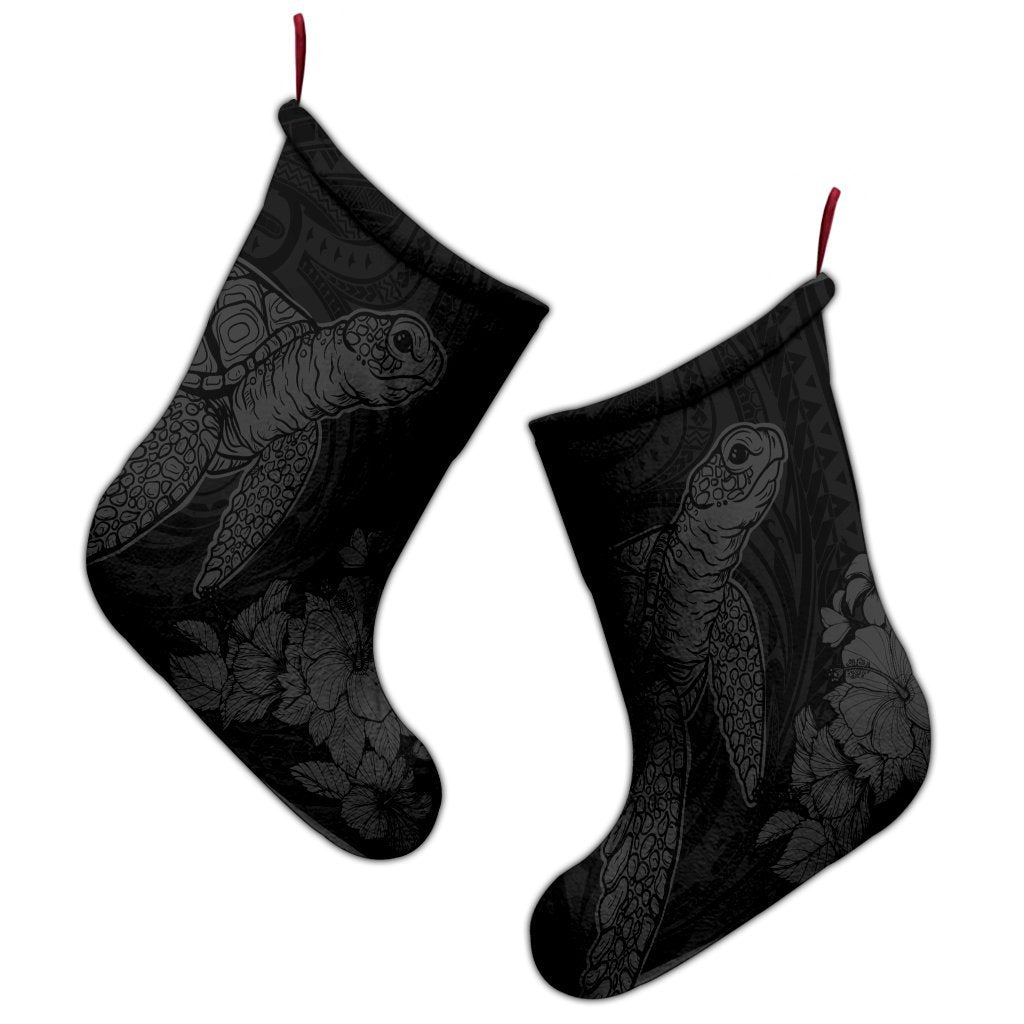 Hawaiian Hibiscus Memory Turtle Polynesian Christmas Stocking Gray - AH - Polynesian Pride