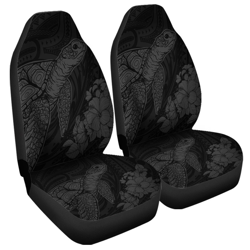 Hawaiian Hibiscus Memory Turtle Polynesian Car Seat Covers Gray - AH Universal Fit Black - Polynesian Pride