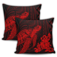 Hawaiian Hibiscus Memory Turtle Polynesian Pillow Covers Red - AH - Polynesian Pride