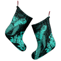 Hawaiian Hibiscus Memory Turtle Polynesian Christmas Stocking Turquoise - AH - Polynesian Pride