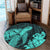 Hawaiian Hibiscus Memory Turtle Polynesian Round Carpet Turquoise - AH - Polynesian Pride