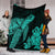 Hawaiian Hibiscus Memory Turtle Polynesian Premium Blankets Turquoise - AH - Polynesian Pride