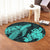 Hawaiian Hibiscus Memory Turtle Polynesian Round Carpet Turquoise - AH - Polynesian Pride