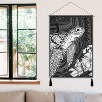 Hawaiian Hibiscus Memory Turtle Polynesian Hanging Poster White - AH - Polynesian Pride