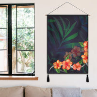 Hawaiian Hibiscus Palm Tree Background Polynesian Hanging Poster - AH - Polynesian Pride