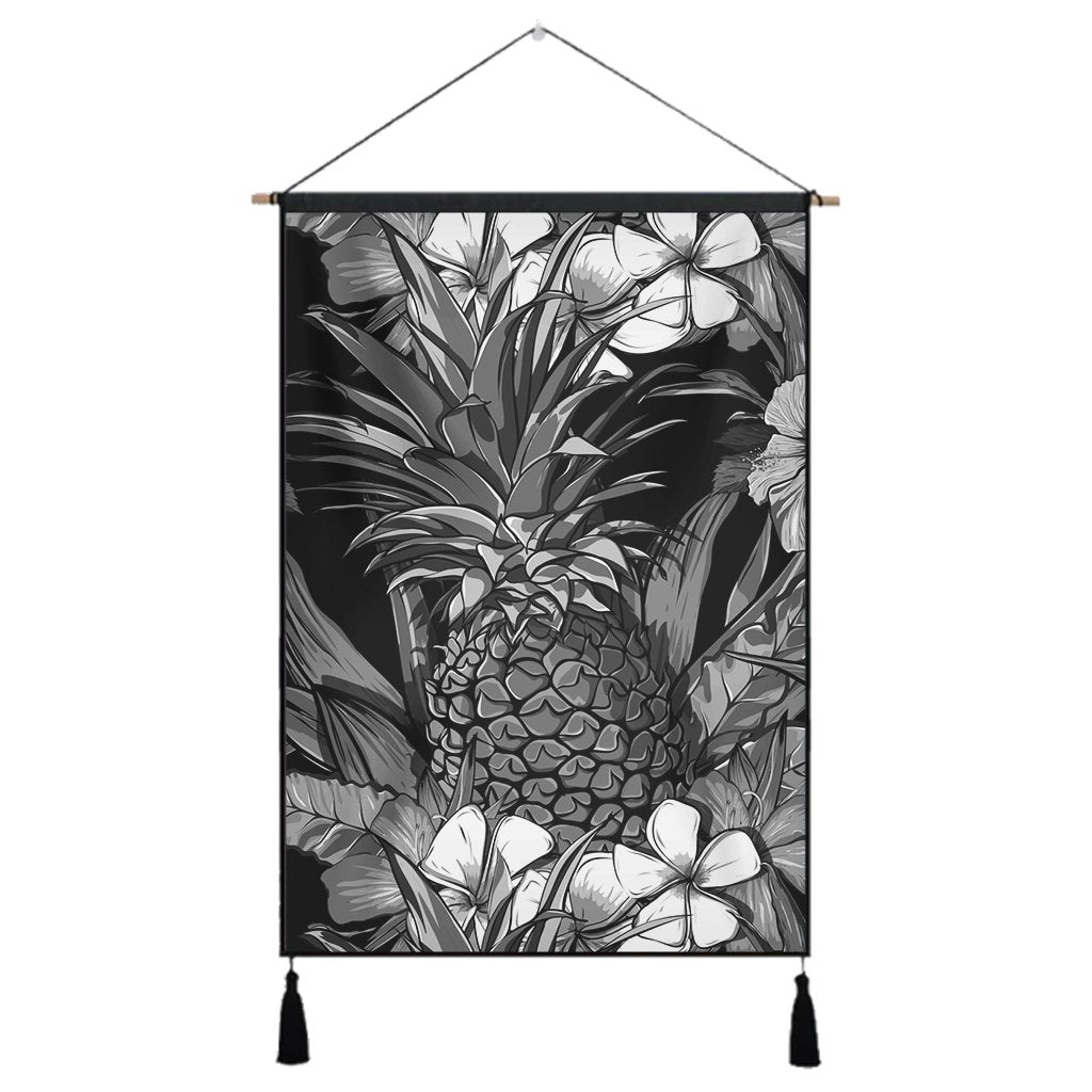 Hawaiian Hibiscus Plumeria And Pineapple Polynesian Hanging Poster - AH Hanging Poster Cotton And Linen - Polynesian Pride