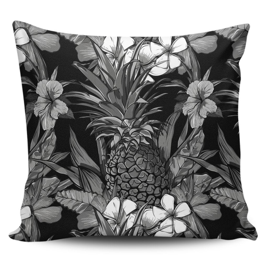 Hawaiian Hibiscus Plumeria And Pineapple Polynesian Pillow Covers - AH Pillow Covers Black - Polynesian Pride