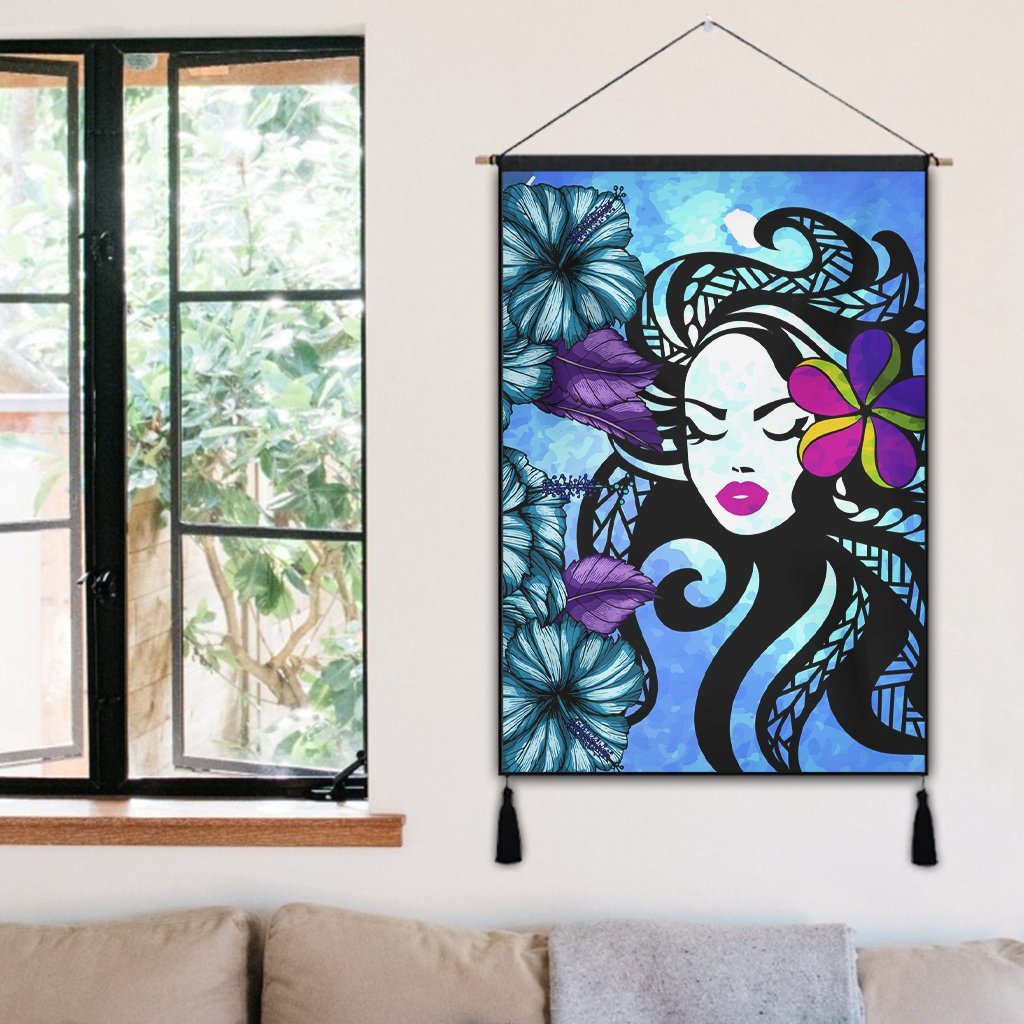 Hawaiian Hibiscus Plumeria Hula Girl Polynesian Hanging Poster - AH - Polynesian Pride