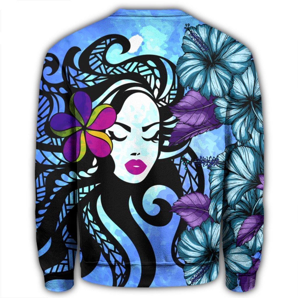Hawaiian Hibiscus Plumeria Hula Girl Polynesian Sweatshirt - AH - Polynesian Pride