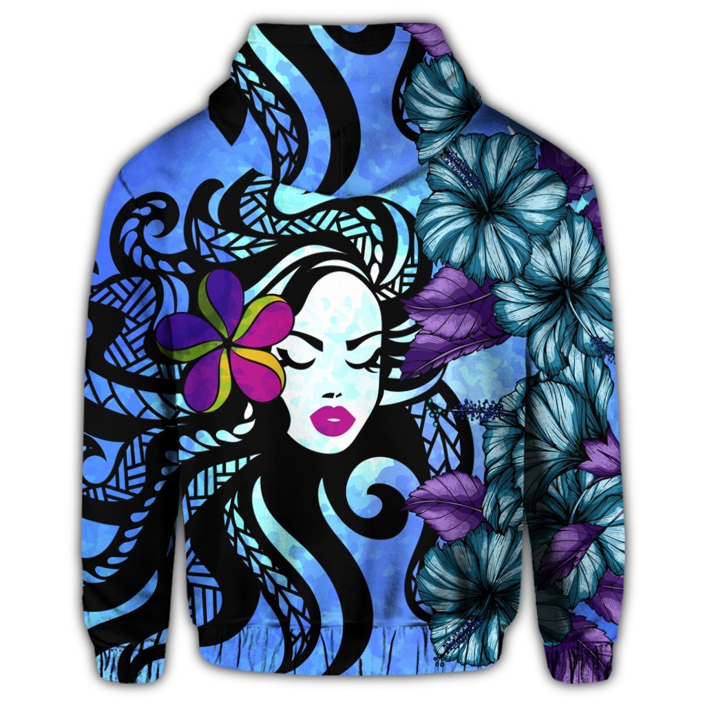 Hawaiian Hibiscus Plumeria Hula Girl Polynesian Zip Hoodie - Polynesian Pride
