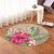 Hawaiian Hibiscus Plumeria Palm Leaves Lauhala Background Polynesian Round Carpet - AH - Polynesian Pride