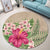 Hawaiian Hibiscus Plumeria Palm Leaves Lauhala Background Polynesian Round Carpet - AH - Polynesian Pride