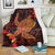 Hawaiian Hibiscus Plumeria Red Big Turtle Polynesian Premium Blankets - AH White - Polynesian Pride