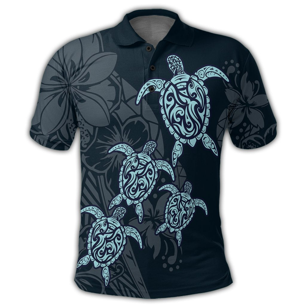 Hawaiian Hibiscus Plumeria Sea Turtle Polynesian Polo Shirt - Polynesian Pride