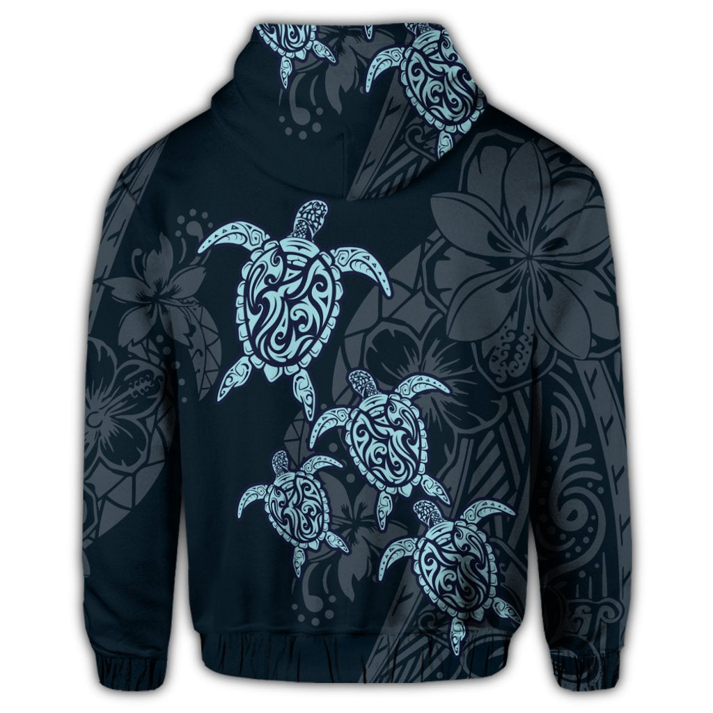 Hawaiian Hibiscus Plumeria Sea Turtle Polynesian Hoodie - Polynesian Pride