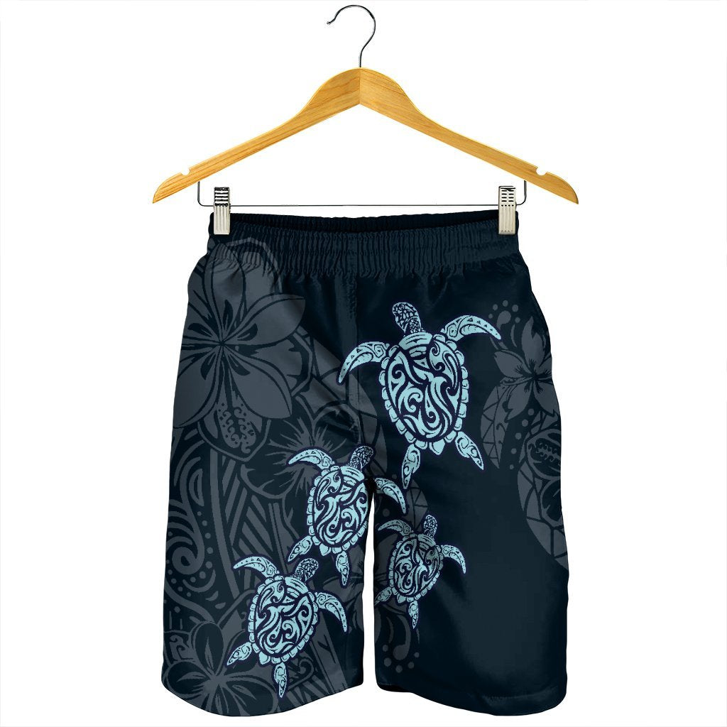 Hawaiian Hibiscus Plumeria Sea Turtle Polynesian Men's Shorts - AH - Polynesian Pride