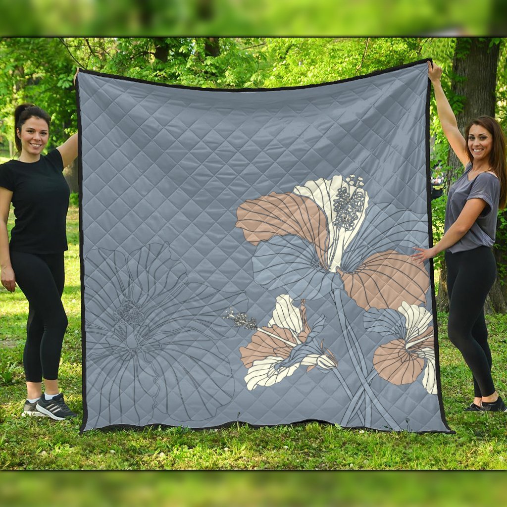 Hawaiian Hibiscus Polynesian Premium Quilts - AH Black - Polynesian Pride