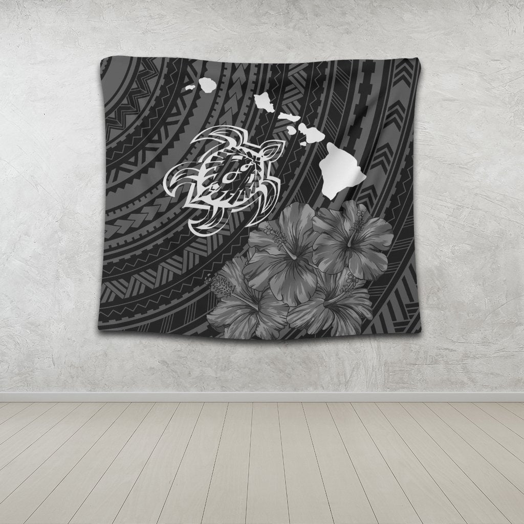 Hawaiian Hibiscus Sea Turtle Swim Polynesian Tapestry - AH - Polynesian Pride